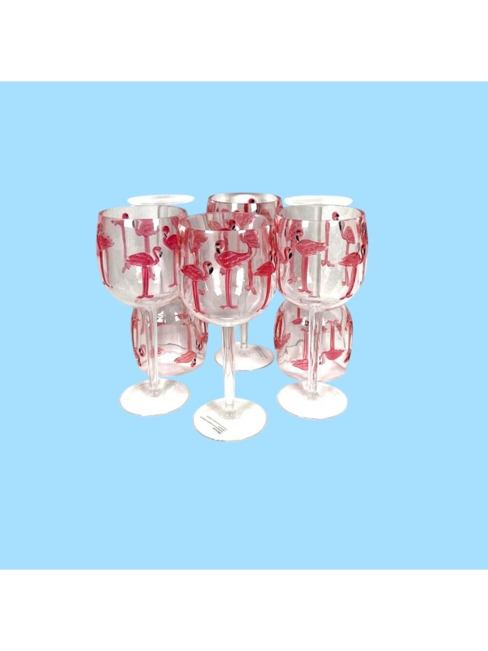 Pink Flamingo Acrylic Wine Water Glasses Set of 6 Outdoor Pool Party Beach GIFT - Picture 5 of 10